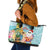 Aloha Hawaii Mele Kalikimaka Leather Tote Bag Chilling Santa With Pineapple - Polynesian Pattern