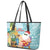 Aloha Hawaii Mele Kalikimaka Leather Tote Bag Chilling Santa With Pineapple - Polynesian Pattern