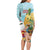 Aloha Hawaii Mele Kalikimaka Long Sleeve Bodycon Dress Chilling Santa With Pineapple - Polynesian Pattern