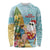 Aloha Hawaii Mele Kalikimaka Long Sleeve Shirt Chilling Santa With Pineapple - Polynesian Pattern