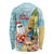 Aloha Hawaii Mele Kalikimaka Long Sleeve Shirt Chilling Santa With Pineapple - Polynesian Pattern