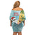 Aloha Hawaii Mele Kalikimaka Off Shoulder Short Dress Chilling Santa With Pineapple - Polynesian Pattern