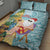 Aloha Hawaii Mele Kalikimaka Quilt Bed Set Chilling Santa With Pineapple - Polynesian Pattern