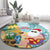 Aloha Hawaii Mele Kalikimaka Round Carpet Chilling Santa With Pineapple - Polynesian Pattern