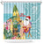 Aloha Hawaii Mele Kalikimaka Shower Curtain Chilling Santa With Pineapple - Polynesian Pattern