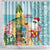 Aloha Hawaii Mele Kalikimaka Shower Curtain Chilling Santa With Pineapple - Polynesian Pattern