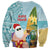 Aloha Hawaii Mele Kalikimaka Sweatshirt Chilling Santa With Pineapple - Polynesian Pattern