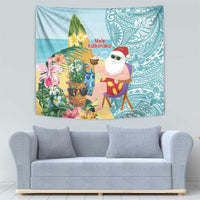 Aloha Hawaii Mele Kalikimaka Tapestry Chilling Santa With Pineapple - Polynesian Pattern