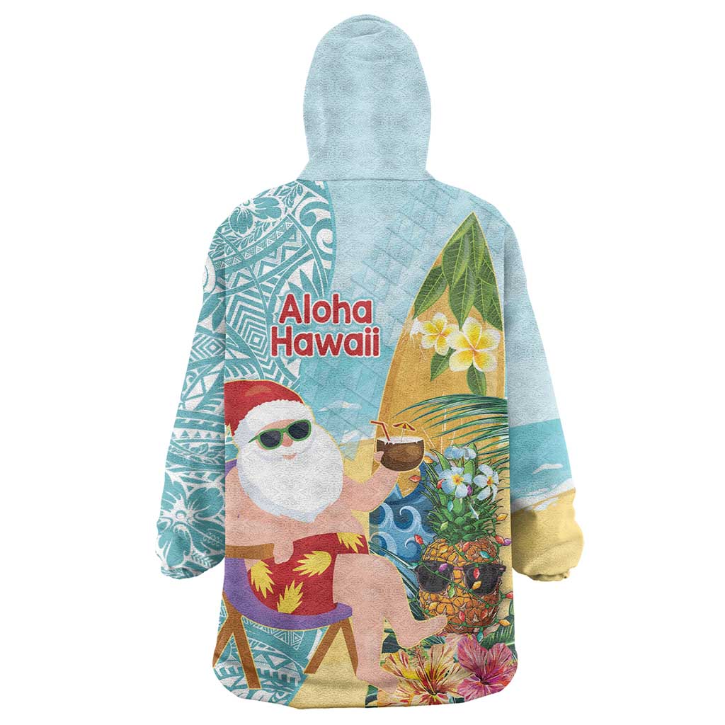 Aloha Hawaii Mele Kalikimaka Wearable Blanket Hoodie Chilling Santa With Pineapple - Polynesian Pattern LT14 - Polynesian Pride