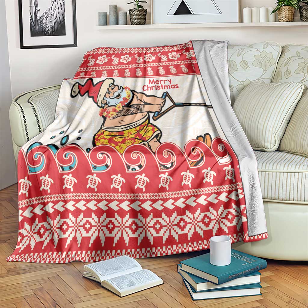 Mele Kalikimaka Hawaii Blanket Water-skiing Santa Tropical Vibes LT14 Red - Polynesian Pride