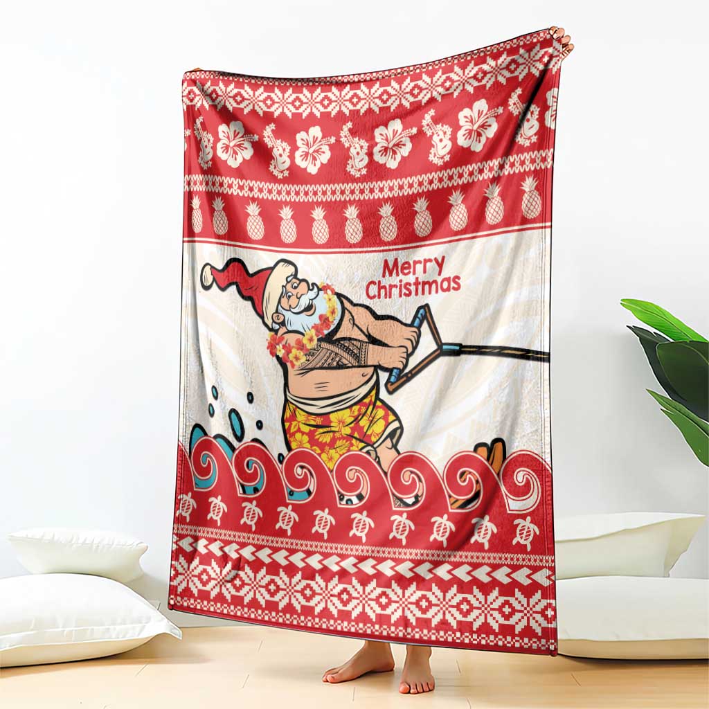 Mele Kalikimaka Hawaii Blanket Water-skiing Santa Tropical Vibes LT14 - Polynesian Pride