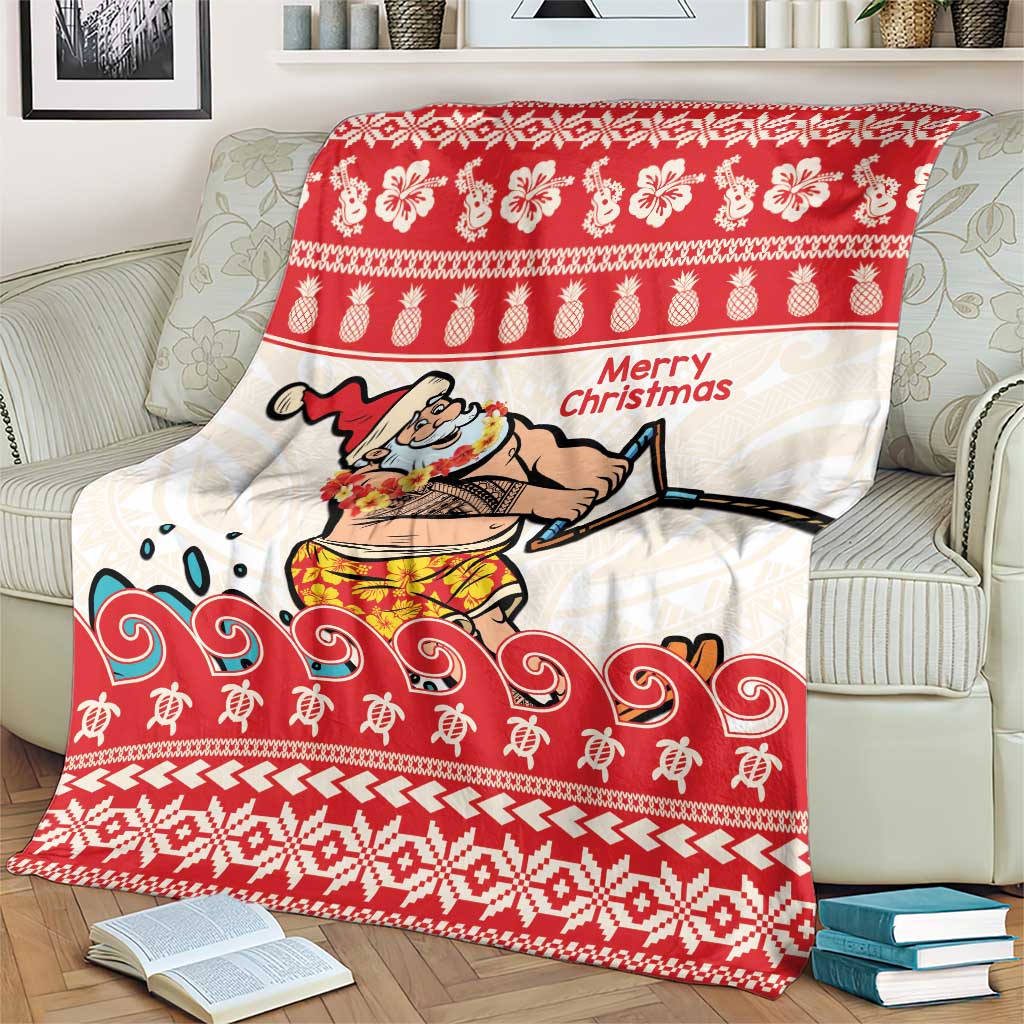 Mele Kalikimaka Hawaii Blanket Water-skiing Santa Tropical Vibes LT14 - Polynesian Pride