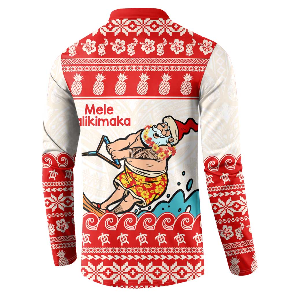 Mele Kalikimaka Hawaii Button Sweatshirt Water-skiing Santa Tropical Vibes LT14 - Polynesian Pride