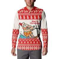 Mele Kalikimaka Hawaii Button Sweatshirt Water-skiing Santa Tropical Vibes LT14 - Polynesian Pride