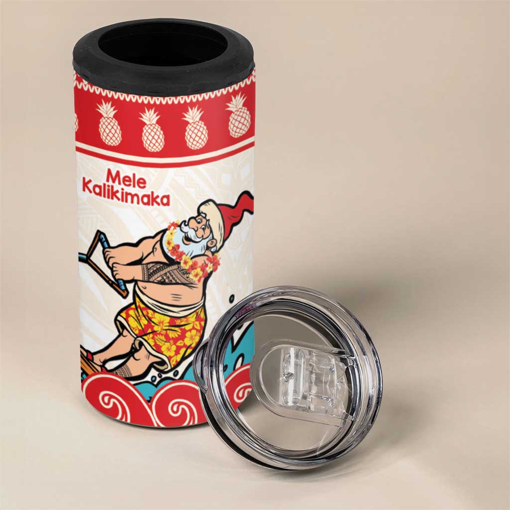 Mele Kalikimaka Hawaii 4 in 1 Can Cooler Tumbler Water-skiing Santa Tropical Vibes