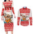 Mele Kalikimaka Hawaii Couples Matching Long Sleeve Bodycon Dress and Long Sleeve Button Shirt Water-skiing Santa Tropical Vibes