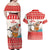 Mele Kalikimaka Hawaii Couples Matching Off Shoulder Maxi Dress and Hawaiian Shirt Water-skiing Santa Tropical Vibes