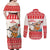 Mele Kalikimaka Hawaii Couples Matching Off Shoulder Maxi Dress and Long Sleeve Button Shirt Water-skiing Santa Tropical Vibes