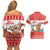 Mele Kalikimaka Hawaii Couples Matching Off Shoulder Short Dress and Hawaiian Shirt Water-skiing Santa Tropical Vibes