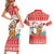 Mele Kalikimaka Hawaii Couples Matching Short Sleeve Bodycon Dress and Hawaiian Shirt Water-skiing Santa Tropical Vibes