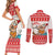 Mele Kalikimaka Hawaii Couples Matching Short Sleeve Bodycon Dress and Long Sleeve Button Shirt Water-skiing Santa Tropical Vibes