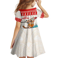 Mele Kalikimaka Hawaii Family Matching Long Sleeve Bodycon Dress and Hawaiian Shirt Water-skiing Santa Tropical Vibes