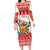 Mele Kalikimaka Hawaii Family Matching Long Sleeve Bodycon Dress and Hawaiian Shirt Water-skiing Santa Tropical Vibes