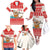 Mele Kalikimaka Hawaii Family Matching Off The Shoulder Long Sleeve Dress and Hawaiian Shirt Water-skiing Santa Tropical Vibes