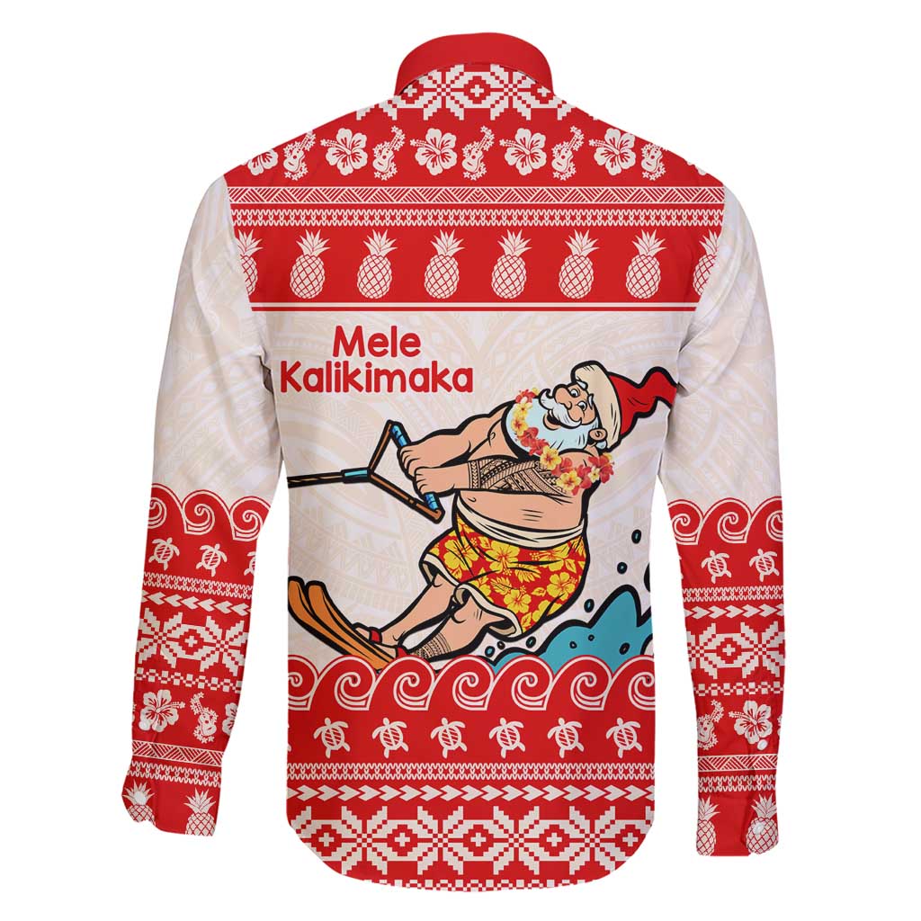 Mele Kalikimaka Hawaii Family Matching Short Sleeve Bodycon Dress and Hawaiian Shirt Water-skiing Santa Tropical Vibes