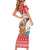 Mele Kalikimaka Hawaii Family Matching Short Sleeve Bodycon Dress and Hawaiian Shirt Water-skiing Santa Tropical Vibes