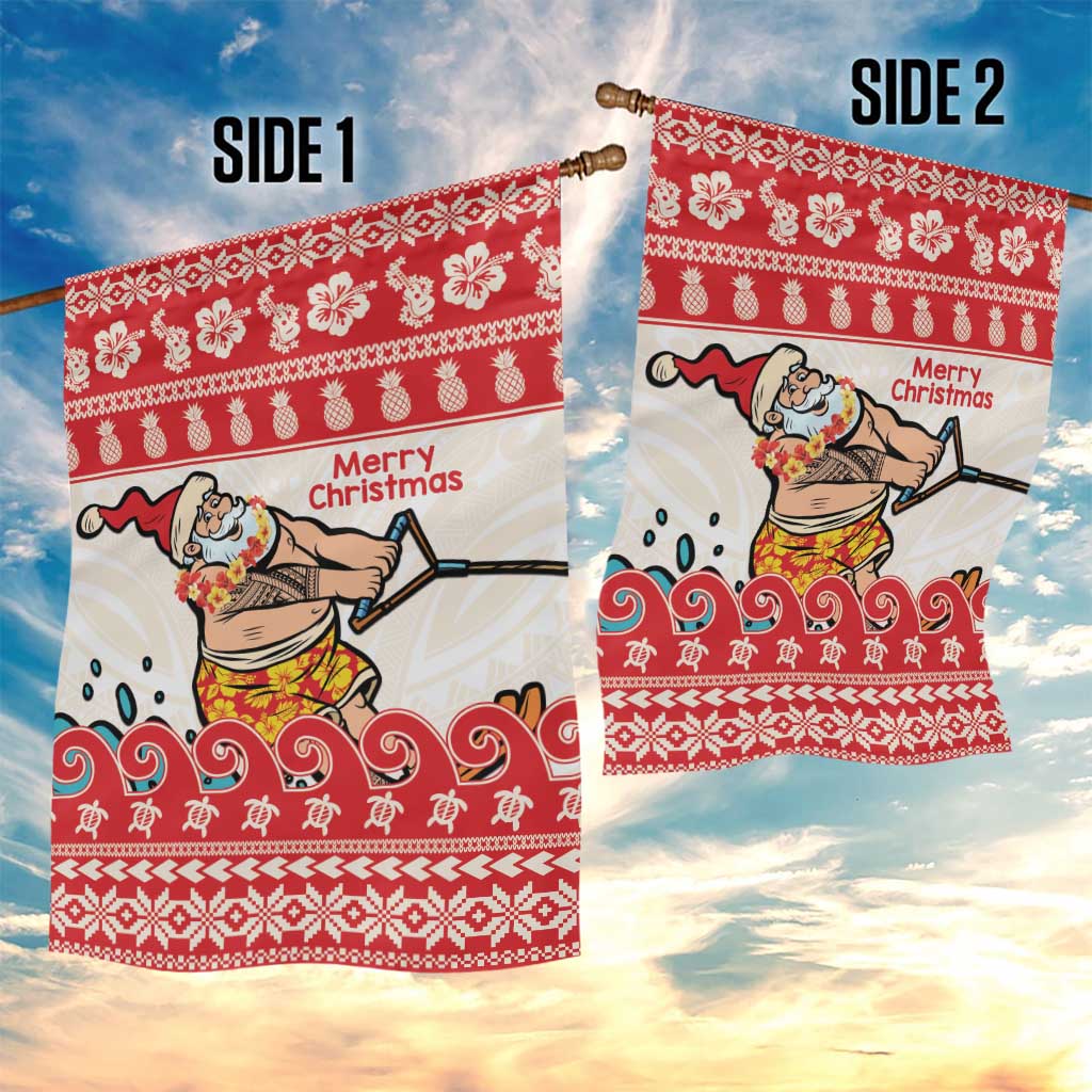 Mele Kalikimaka Hawaii Garden Flag Water-skiing Santa Tropical Vibes LT14 - Polynesian Pride