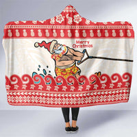 Mele Kalikimaka Hawaii Hooded Blanket Water-skiing Santa Tropical Vibes LT14 One Size Red - Polynesian Pride