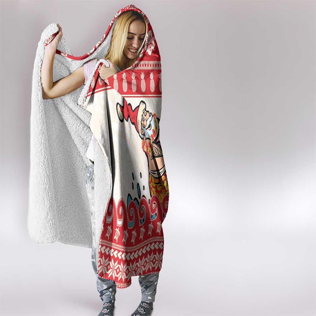 Mele Kalikimaka Hawaii Hooded Blanket Water-skiing Santa Tropical Vibes LT14 - Polynesian Pride