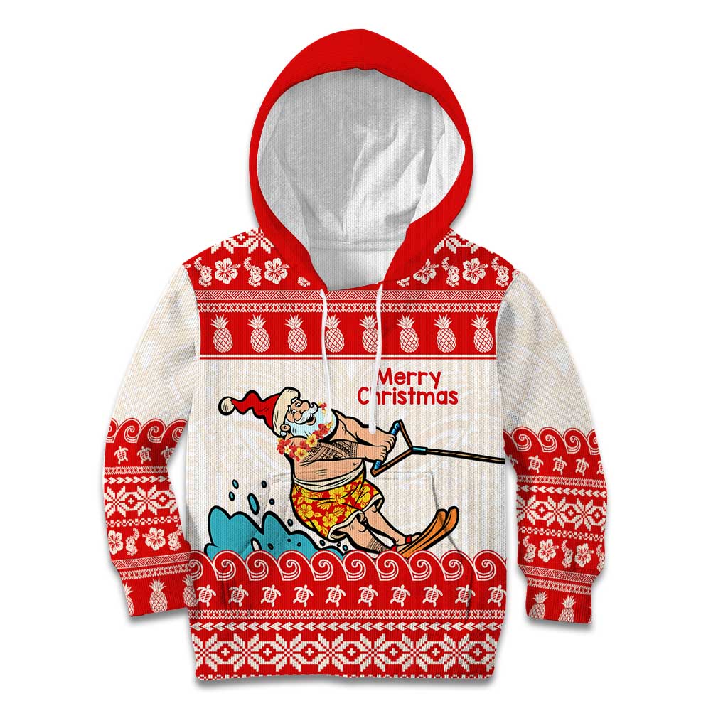 Mele Kalikimaka Hawaii Kid Hoodie Water-skiing Santa Tropical Vibes