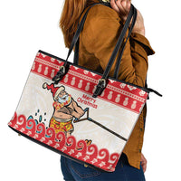 Mele Kalikimaka Hawaii Leather Tote Bag Water-skiing Santa Tropical Vibes LT14 - Polynesian Pride