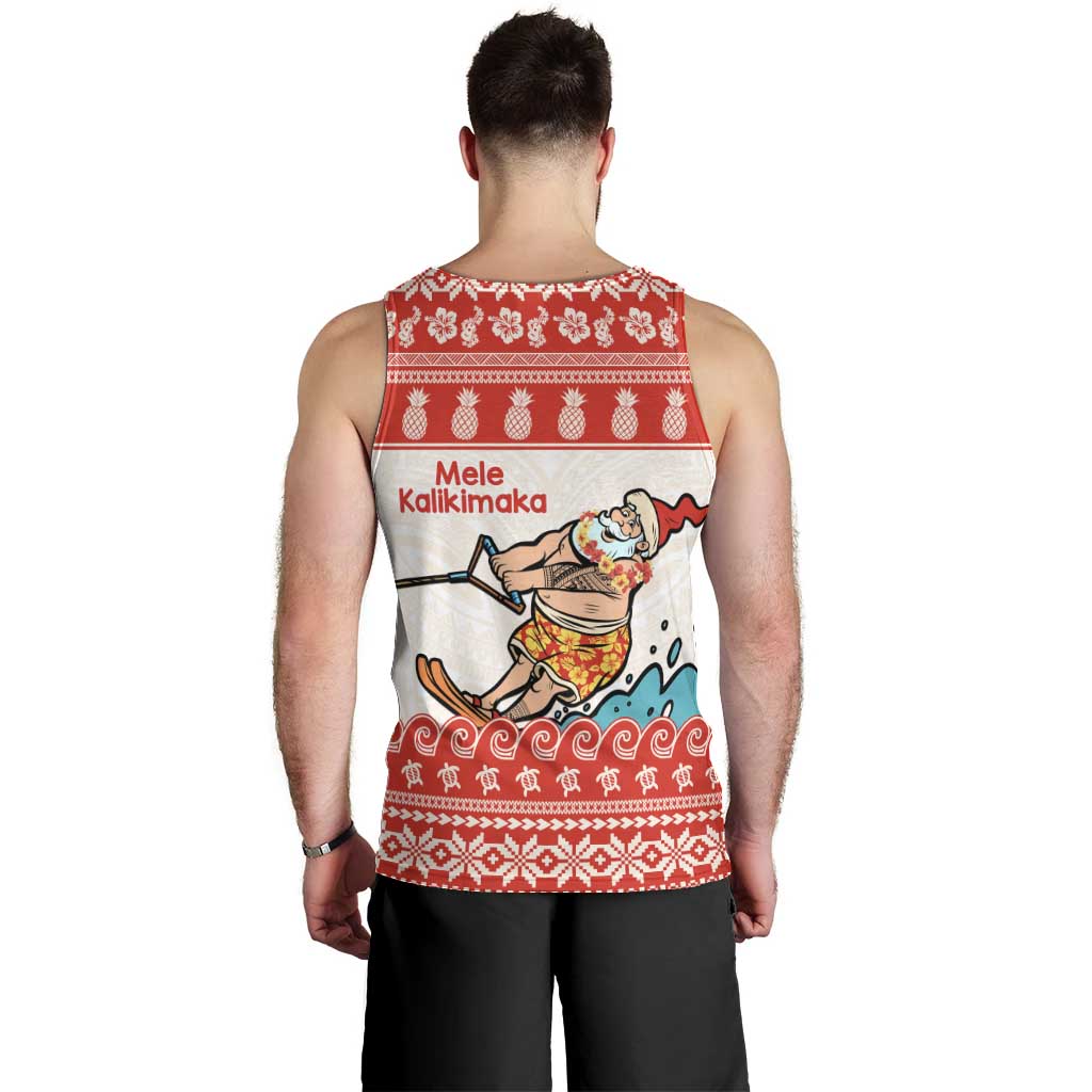 Mele Kalikimaka Hawaii Men Tank Top Water-skiing Santa Tropical Vibes LT14 - Polynesian Pride