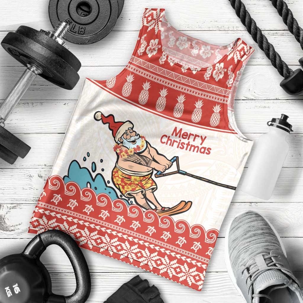 Mele Kalikimaka Hawaii Men Tank Top Water-skiing Santa Tropical Vibes LT14 - Polynesian Pride