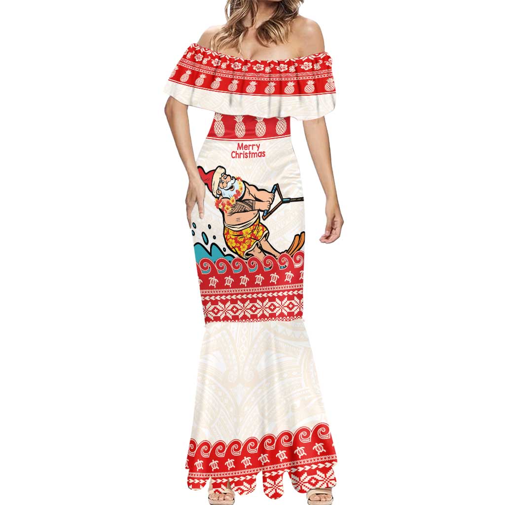 Mele Kalikimaka Hawaii Mermaid Dress Water-skiing Santa Tropical Vibes