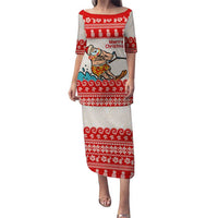 Mele Kalikimaka Hawaii Puletasi Water-skiing Santa Tropical Vibes LT14 Long Dress Red - Polynesian Pride