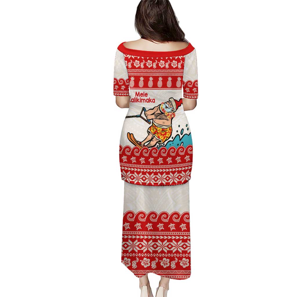 Mele Kalikimaka Hawaii Puletasi Water-skiing Santa Tropical Vibes LT14 - Polynesian Pride