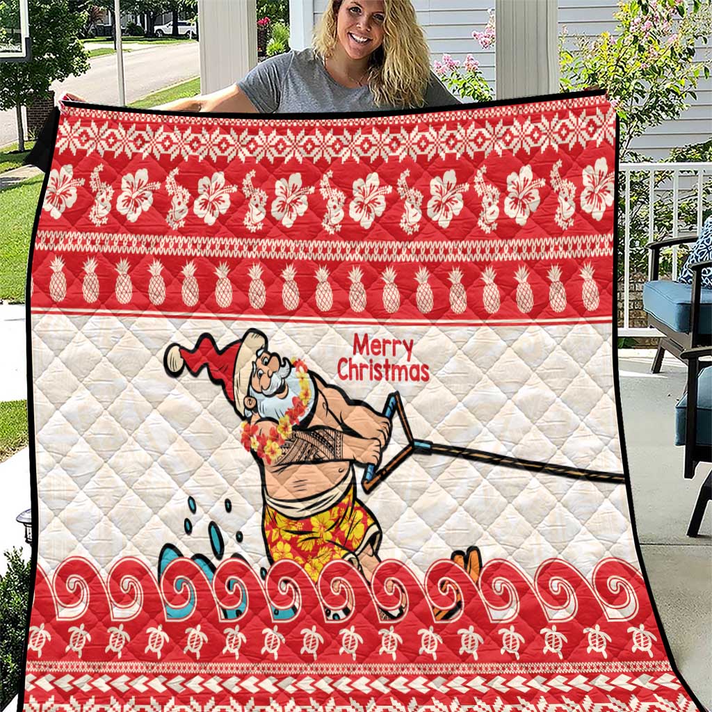 Mele Kalikimaka Hawaii Quilt Water-skiing Santa Tropical Vibes