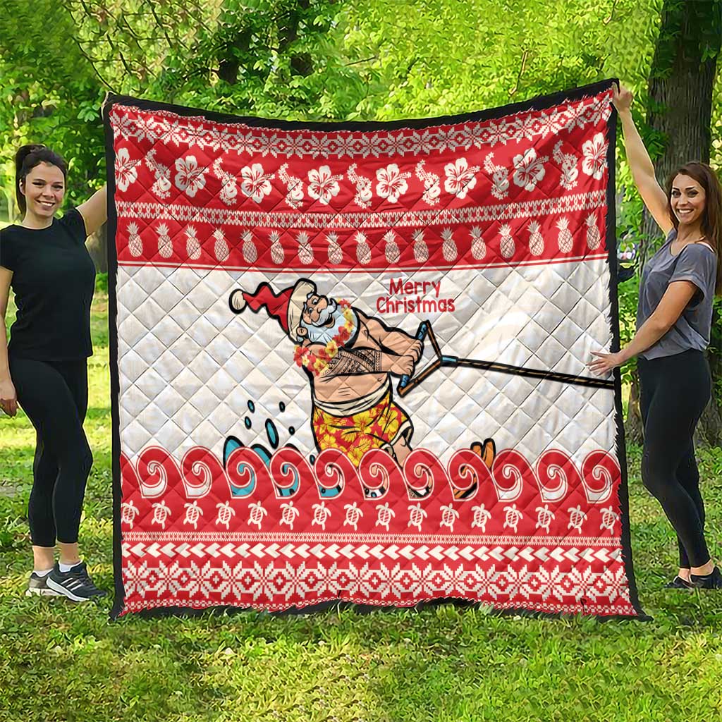 Mele Kalikimaka Hawaii Quilt Water-skiing Santa Tropical Vibes