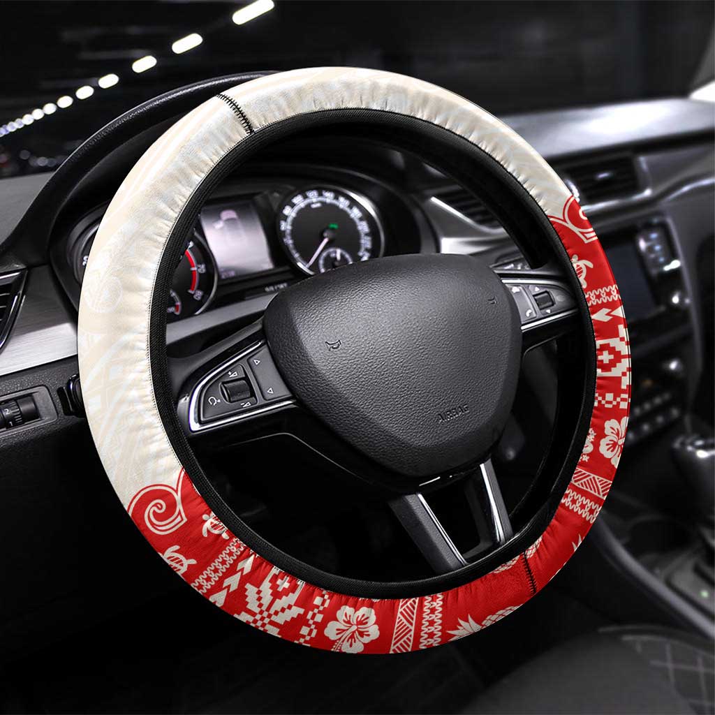 Mele Kalikimaka Hawaii Steering Wheel Cover Water-skiing Santa Tropical Vibes LT14 Universal Fit Red - Polynesian Pride