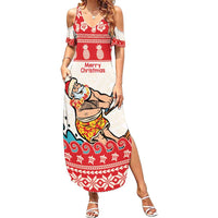 Mele Kalikimaka Hawaii Summer Maxi Dress Water-skiing Santa Tropical Vibes LT14 Women Red - Polynesian Pride