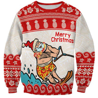 Mele Kalikimaka Hawaii Sweatshirt Water-skiing Santa Tropical Vibes LT14 Unisex Red - Polynesian Pride