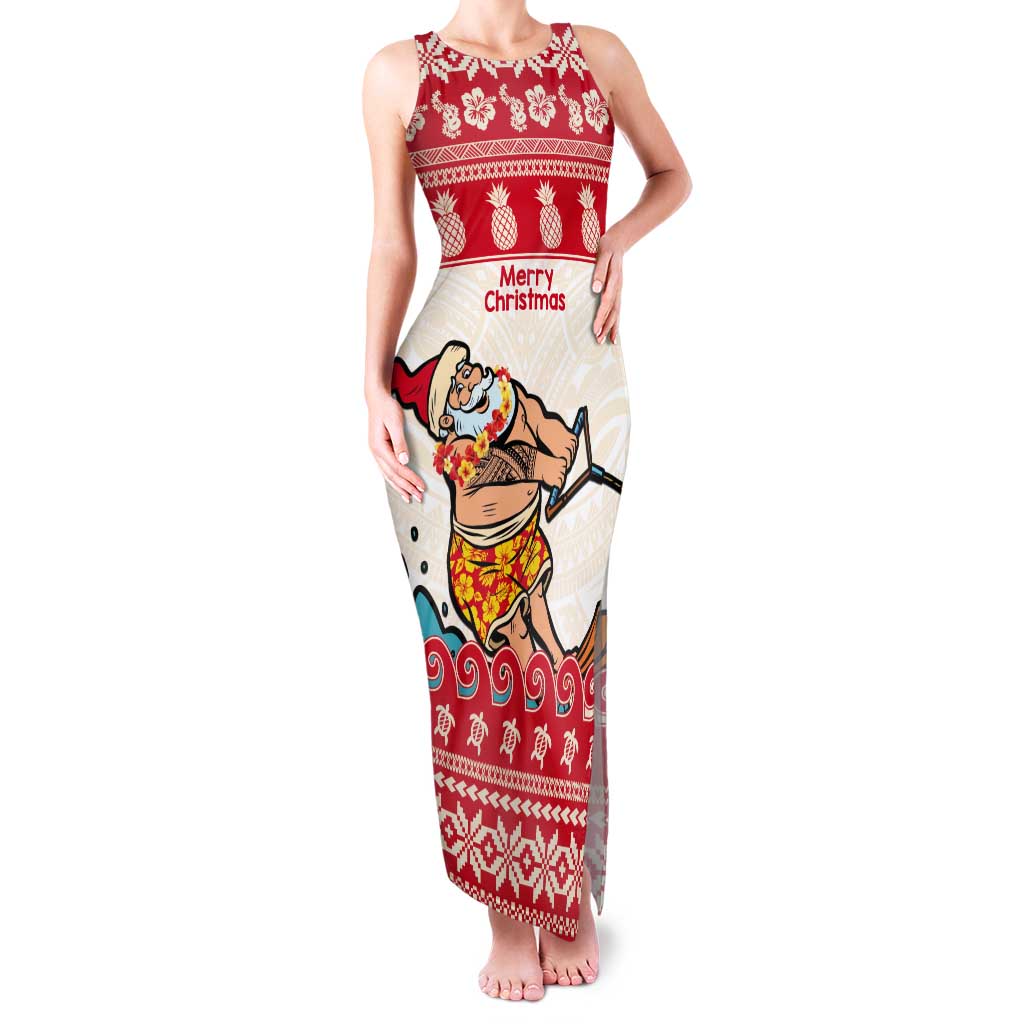 Mele Kalikimaka Hawaii Tank Maxi Dress Water-skiing Santa Tropical Vibes