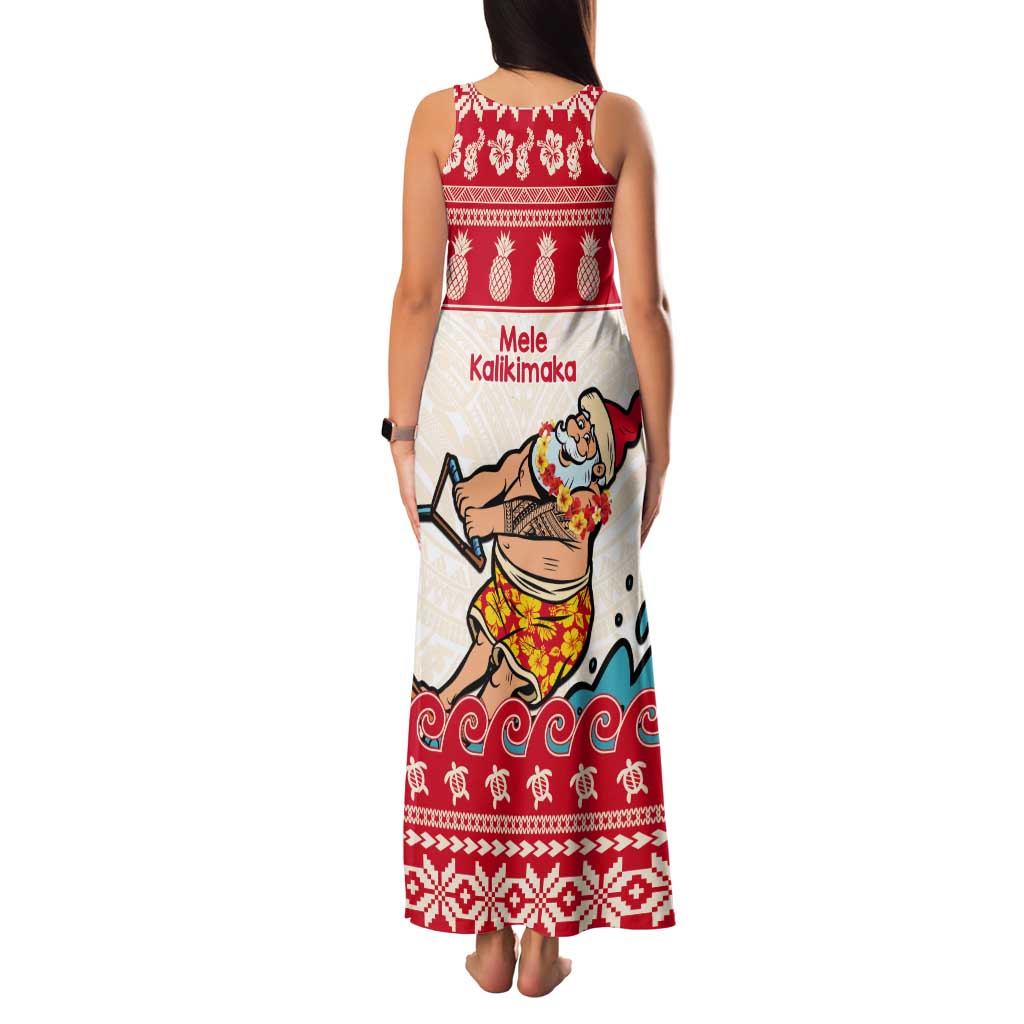 Mele Kalikimaka Hawaii Tank Maxi Dress Water-skiing Santa Tropical Vibes LT14 - Polynesian Pride
