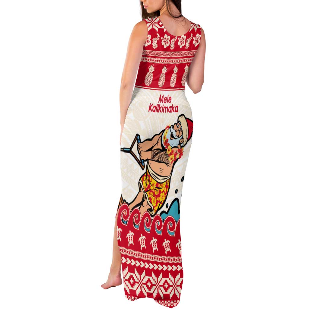 Mele Kalikimaka Hawaii Tank Maxi Dress Water-skiing Santa Tropical Vibes LT14 - Polynesian Pride