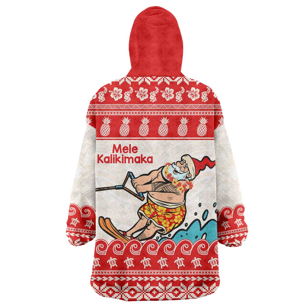 Mele Kalikimaka Hawaii Wearable Blanket Hoodie Water-skiing Santa Tropical Vibes LT14 - Polynesian Pride