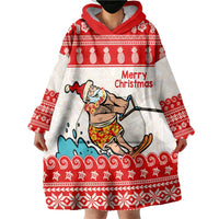 Mele Kalikimaka Hawaii Wearable Blanket Hoodie Water-skiing Santa Tropical Vibes LT14 - Polynesian Pride
